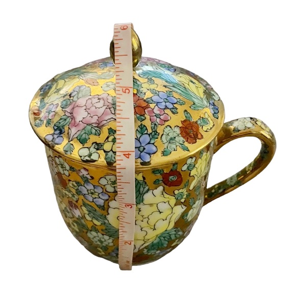 Vintage Chinese Porcelain Covered Tea Cup - Picture 8 of 10